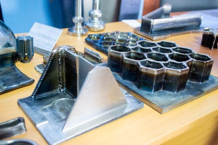Object printed by 3D printer from metal. Additive manufacturing solution. Object created on 3Dprinter from melting metal thread. 3D Metal Printing. Metal additive manufacturingの写真素材