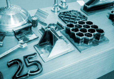 Object printed by 3D printer from metal. Additive manufacturing solution. Object created on 3Dprinter from melting metal thread. 3D Metal Printing. Metal additive manufacturingの写真素材