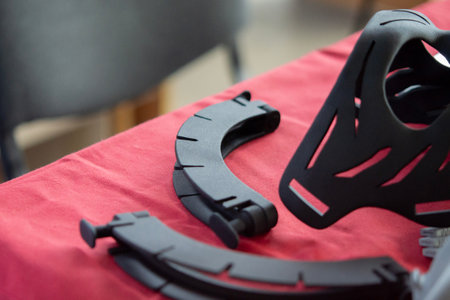 Various objects printed on a 3D printer from molten plastic powder. Different models printed on 3D...