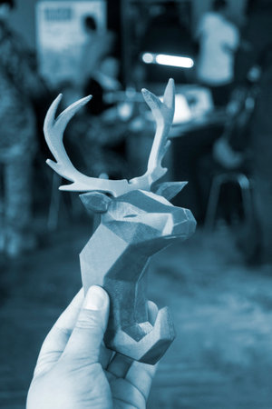 Creative art model printed on a 3D printer. Different objects created on a 3D printer from molten plastic. Modern new technologies. Modern additive progressive technologiesの写真素材