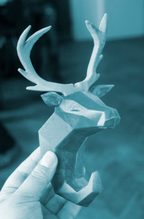 Creative art model printed on a 3D printer. Different objects created on a 3D printer from molten plastic. 3D printer FDM technology. Modern new technologies. Modern additive progressive technologiesの写真素材