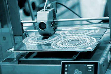 3D printer printing prototype from molten plastic. Process of creating prototype model on 3D printer...