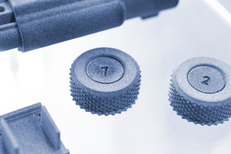 Model printed on 3D printer from grey polyamide powder close-up. Detailed prototype created on 3D...