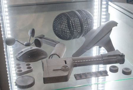 Model printed on 3D printer from polyamide powder close-up. Detailed prototype created on 3D printer...