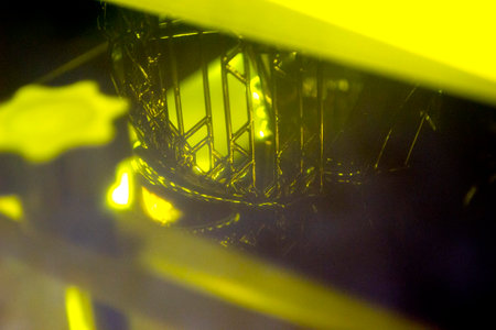 Process SLA 3D printing. Process printing on 3D printer by SLA printing technology. 3D printed...