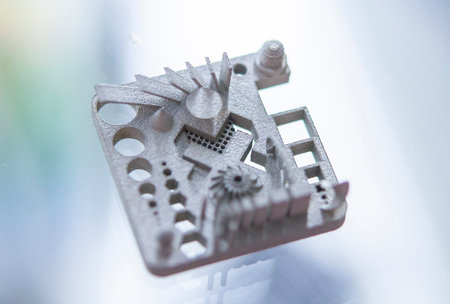 Metal object printed on 3D printer from metal powder. Model created on 3D printer from metal powder....