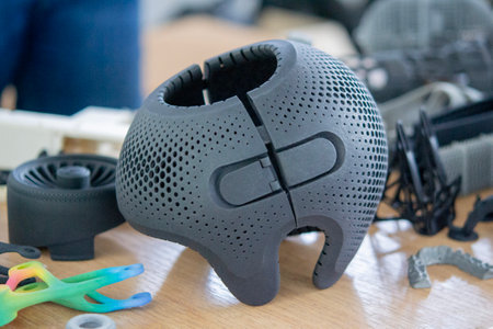 Helmet for the treatment of head shape deformation printed on a 3D printer from plastic powder using...