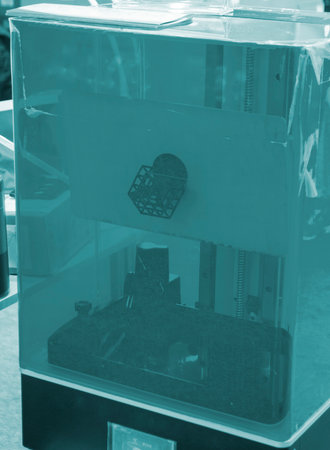 Object printed on 3D printer from rubber on working surface of 3D printer. Model created on 3D...