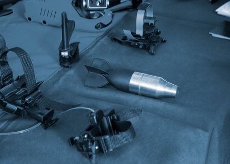 Model for drone. Model printed on 3D printer from melted plastic. Body with tail created on 3D...