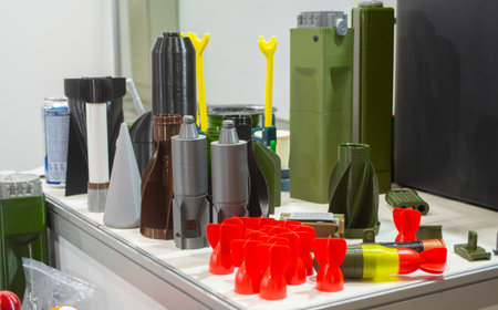 Plastic grenade body and shank stabilizer printed on 3D printer from melted plastic. Grenade created...