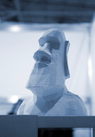 Art object printed on 3D printer. Model printed on 3D printer. 3D printed object. Shape printed on 3D printer from molten plastic. Printing technology. New modern additive FDM printing technologiesの写真素材