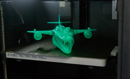 Art model printed on 3D printer from molten plastic. Object created on 3D printer inside printer....
