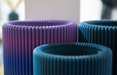 Art form printed on 3D printer from plastic. Art shape made using 3D printing from filament. Additive manufacturing. Layer-by-layer application of material. 3D printing technologies. FDM technologyの写真素材