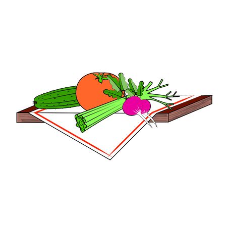 Fresh vegetables on a textile napkinのイラスト素材
