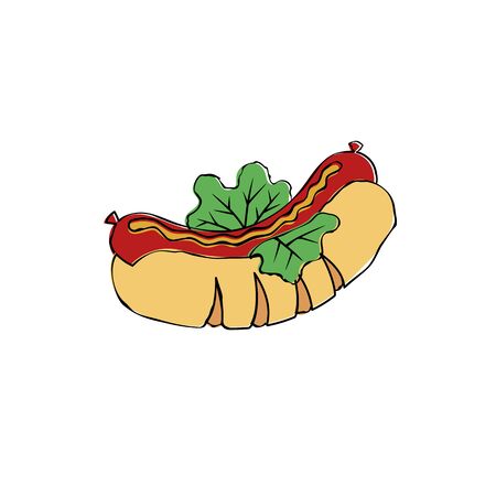 cartoon style hot dog for logo and foodのイラスト素材