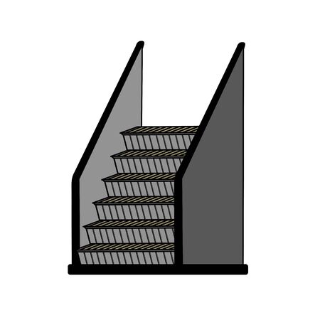 gray escalator with simple thin lines in cartoon styleのイラスト素材