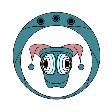 logo with green robot clown in steampunk styleのイラスト素材