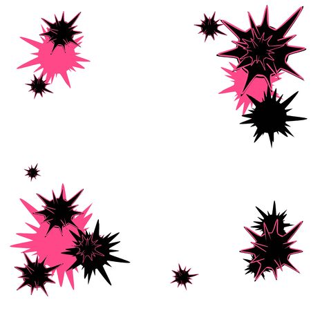 frame with elements of covid-19 in the style of cartoon black and pinkのイラスト素材