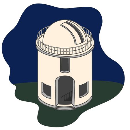 light tower with telescope on a night background in cartoon styleのイラスト素材