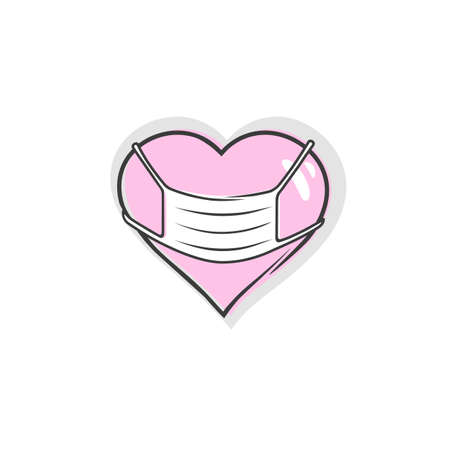 heart in a medical mask in soft colors. vectorのイラスト素材