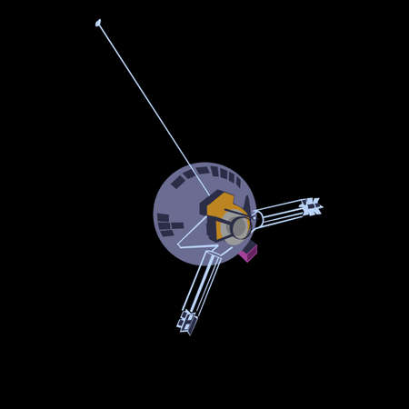 spacecraft in cartoon style 2d. vectorのイラスト素材