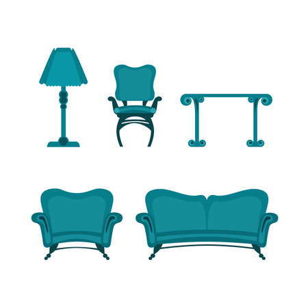 set of furniture in the Baroque style vectorのイラスト素材