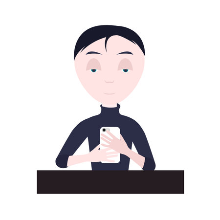 man with smartphone at the table. isolated vector