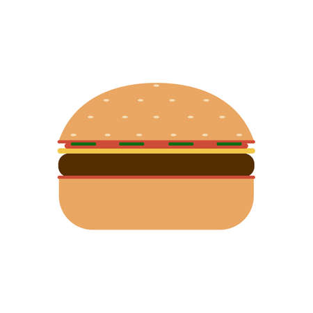 fast food burger flat isolated 2d vector.のイラスト素材