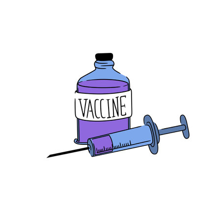 vaccine in a vial and syringe.のイラスト素材