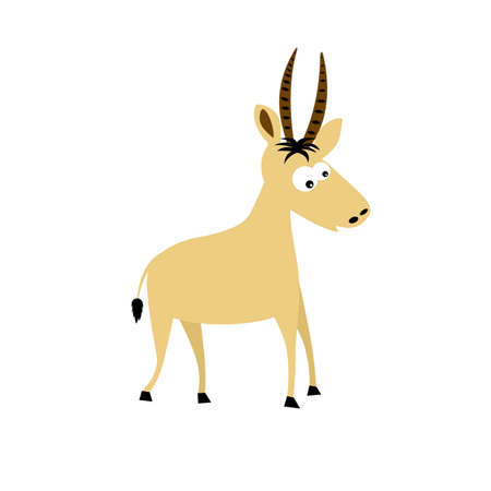 antelope in 2d cartoon style. flat isolated vectorのイラスト素材