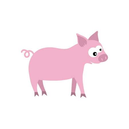 pig in 2d cartoon style. flat isolated vectorのイラスト素材