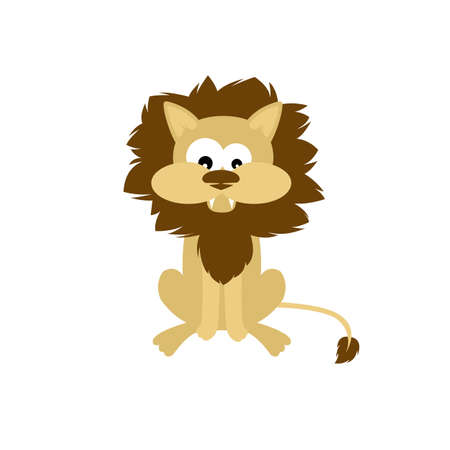 lion in 2d cartoon style. flat isolated vectorのイラスト素材