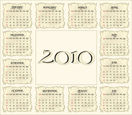 Calendar vector for 2010 yearのイラスト素材