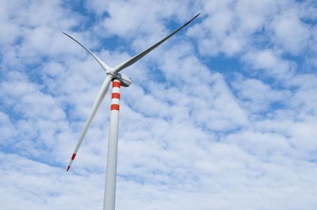 wind turbines on background of sky and clouds