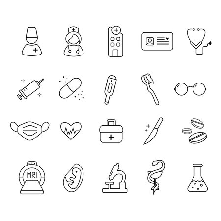 Medical Black Line Iconsのイラスト素材