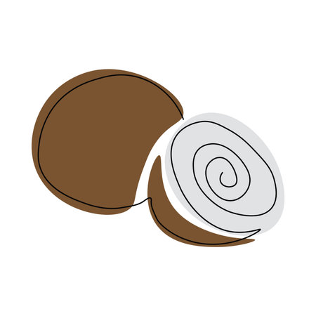 Coconut drawing drawn with one continuous lineのイラスト素材