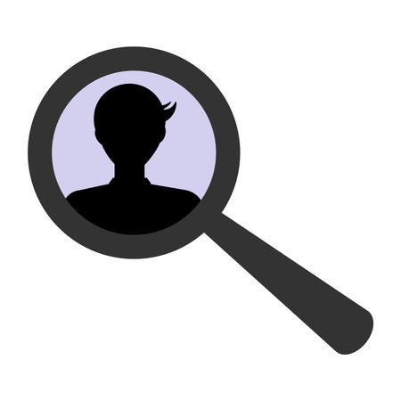 Magnifying glass icon with male avatarのイラスト素材