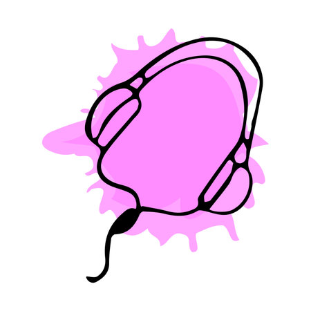 Headphone on watercolor pink spot backgroundのイラスト素材