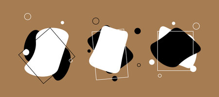 Set of abstract spots on a brown background. Abstract spots in black and whiteのイラスト素材