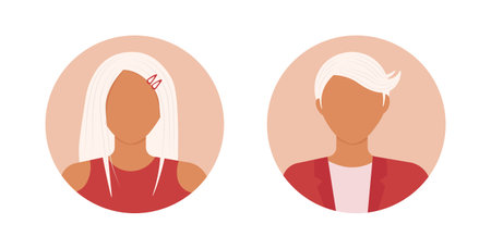 Vector icons of man and woman avatars for profileのイラスト素材