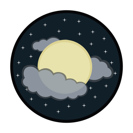 Moon icon with stars and cloudsのイラスト素材