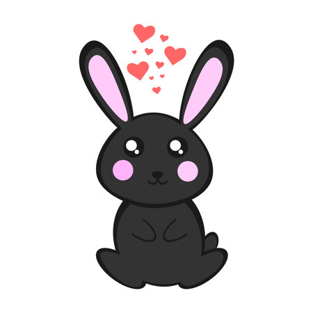 Black rabbit with heartsのイラスト素材