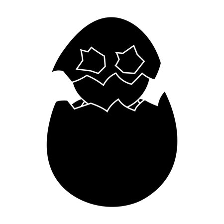 Glyph chicken sitting in an eggshell wearing an eggshell maskのイラスト素材