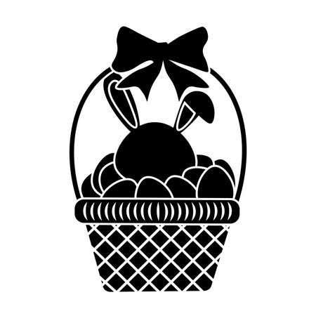 Glyph easter basket with bunny and eggsのイラスト素材
