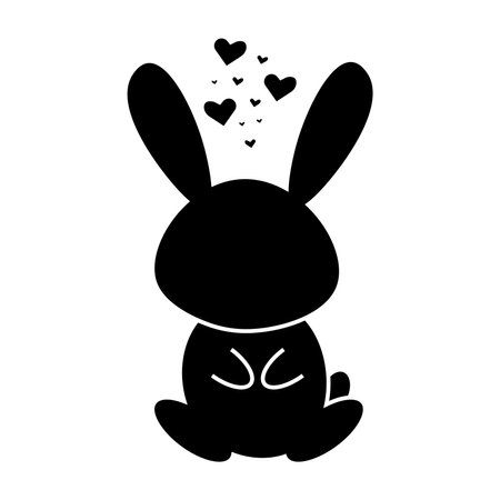 Glyph rabbit with heartsのイラスト素材