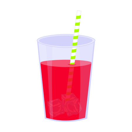Watermelon juice in a glass with ice and strawのイラスト素材