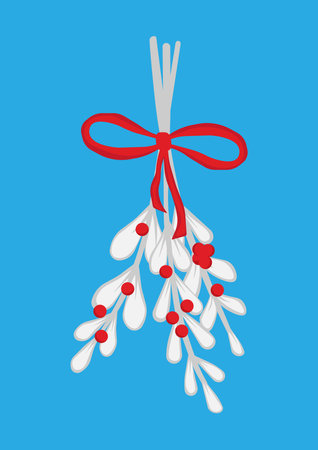 Christmas sprig of mistletoe. Illustration for greeting cards and invitationsのイラスト素材