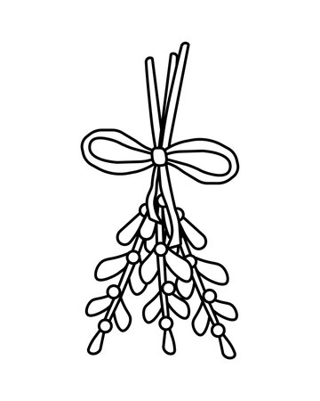 Mistletoe vector coloring bookのイラスト素材