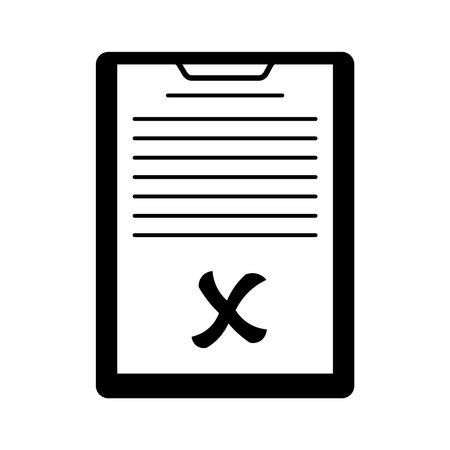 Agreement rejected icon. Document with a cross. Resignation letterform. Wrong information. Business document with a crossのイラスト素材