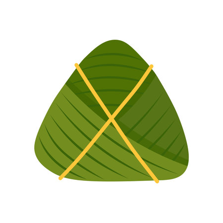 Traditional Chinese Dragon Boat Festival food. Duanwu holiday. Chinese stuffed rice dish wrapped in bamboo leafのイラスト素材